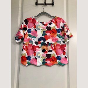 SHEIN Multicolored Scalloped Crop